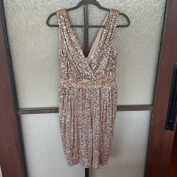Badgley Mischka Gold Sequins Fifth Avenue Showstopper Dress Size 6 - Picture 6 of 10